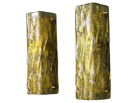 Golden Square Murano Glass Sconces in the style Mazzega, 2000s, Set of 2-YF-1706617