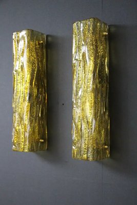 Golden Square Murano Glass Sconces in the style Mazzega, 2000s, Set of 2-YF-1706617