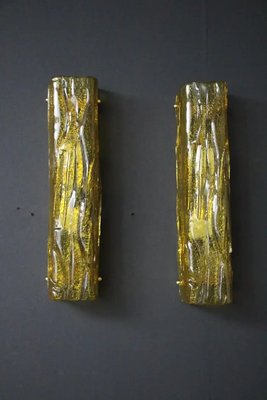 Golden Square Murano Glass Sconces in the style Mazzega, 2000s, Set of 2-YF-1706617