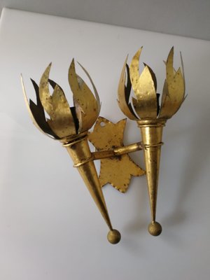 Golden Torch Sconces, 1960s, Set of 2-JJT-546412