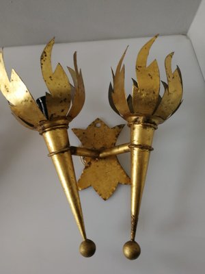 Golden Torch Sconces, 1960s, Set of 2-JJT-546412