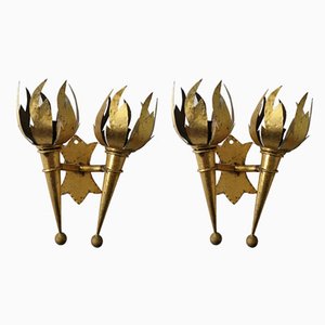 Golden Torch Sconces, 1960s, Set of 2-JJT-546412