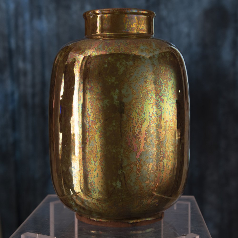 Golden Vase in Glazed Ceramic by Riccardo Gatti