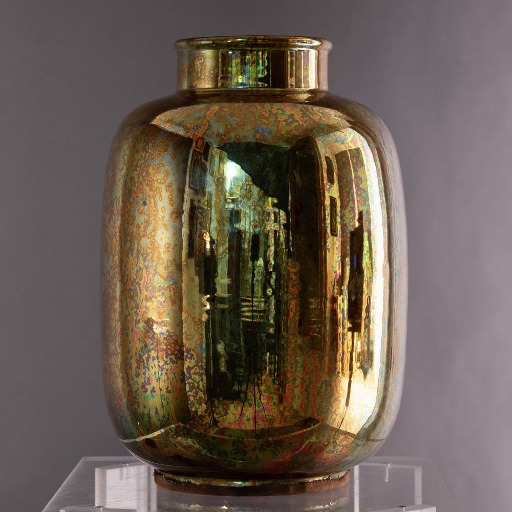 Golden Vase in Glazed Ceramic by Riccardo Gatti