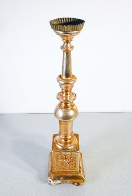 Golden Wooden Candlestick in Gold Leaf, 1700s-OJE-1720327