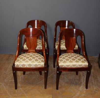 Gondola Chairs in Mahogany, 19th Century, Set of 4-BCR-2035783