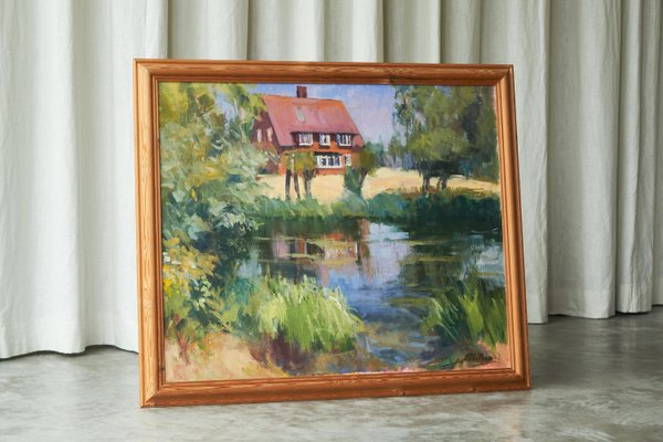 Gordon Lillford, Landscape with Pond, Oil on Board, 1950s, Framed-FEW-2024184