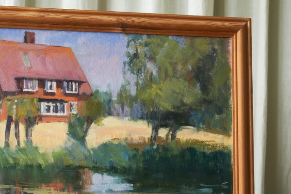 Gordon Lillford, Landscape with Pond, Oil on Board, 1950s, Framed-FEW-2024184