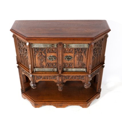 Gothic Revival Oak Credenza, 1930s-MY-1795671