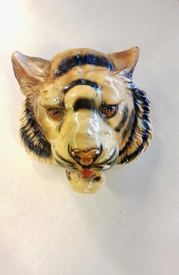 Gothic Style Tiger Head Mount Wall Hanging, 1930s-LDW-1453011