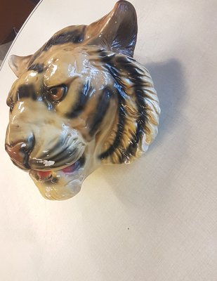 Gothic Style Tiger Head Mount Wall Hanging, 1930s-LDW-1453011