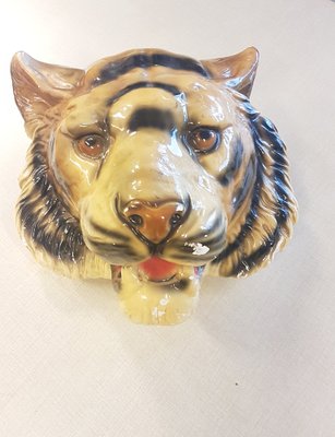 Gothic Style Tiger Head Mount Wall Hanging, 1930s-LDW-1453011