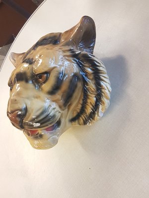 Gothic Style Tiger Head Mount Wall Hanging, 1930s-LDW-1453011