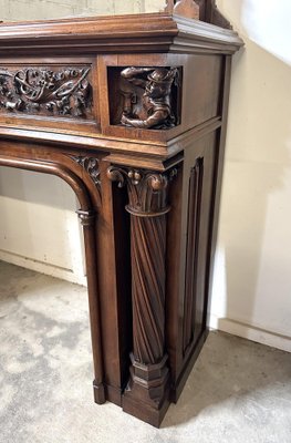 Gothic Style Walnut Fireplace, 1890s-AXR-1703182