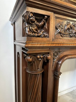 Gothic Style Walnut Fireplace, 1890s-AXR-1703182