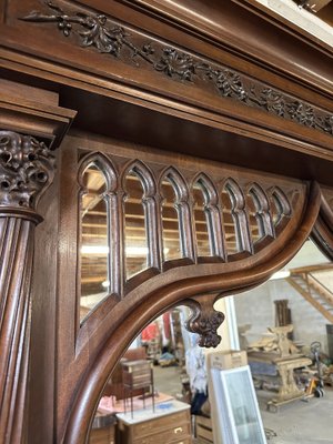 Gothic Style Walnut Fireplace, 1890s-AXR-1703182