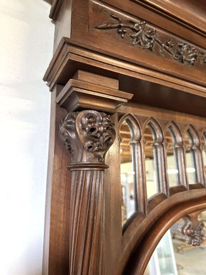 Gothic Style Walnut Fireplace, 1890s-AXR-1703182