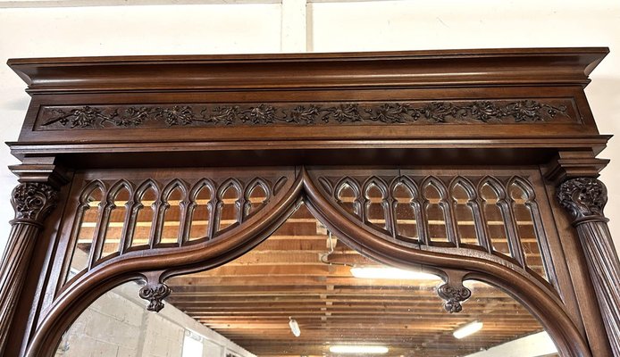 Gothic Style Walnut Fireplace, 1890s-AXR-1703182