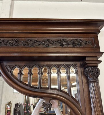 Gothic Style Walnut Fireplace, 1890s-AXR-1703182