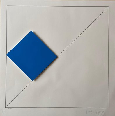 Gottfried Honegger Composition 1 3D square (dark blue) 2015 2020-ICD-826970