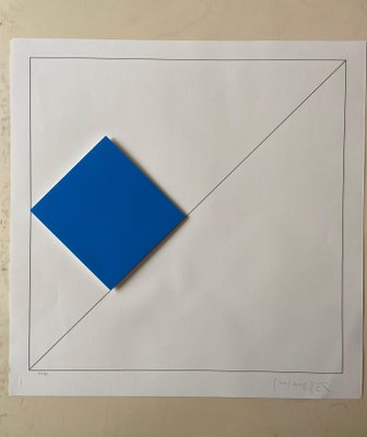 Gottfried Honegger Composition 1 3D square (dark blue) 2015 2020-ICD-826970