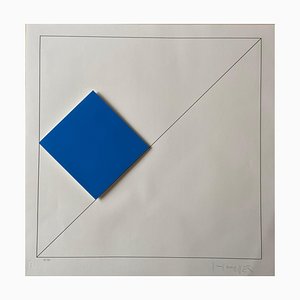 Gottfried Honegger Composition 1 3D square (dark blue) 2015 2020-ICD-826970