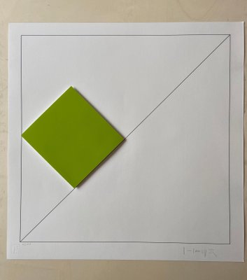 Gottfried Honegger Composition 1 3D square (green) 2015 2020-ICD-826967