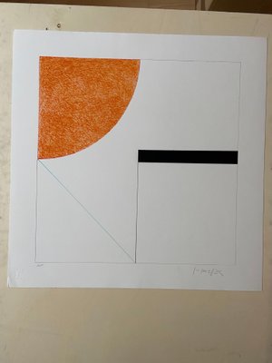 Gottfried Honegger Composition 2 (orange, black and light blue) 2015 2020-ICD-826971