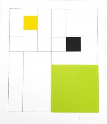 Gottfried Honegger Composition 3 3D squares (green, black, yellow) 2015 2015-ICD-826960