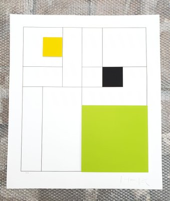 Gottfried Honegger Composition 3 3D squares (green, black, yellow) 2015 2015-ICD-826960