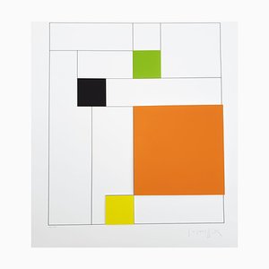 Gottfried Honegger Composition 4 3D squares (orange, green, black, yellow) 2015 2015-ICD-826964