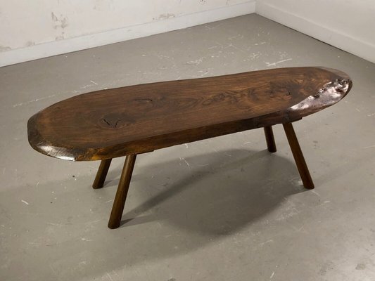 Gouge-cut Wooden Coffee Table, France, 1950s-NLF-1720134