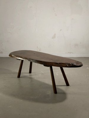 Gouge-cut Wooden Coffee Table, France, 1950s-NLF-1720134