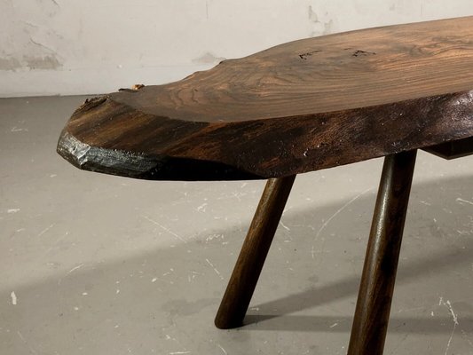 Gouge-cut Wooden Coffee Table, France, 1950s-NLF-1720134