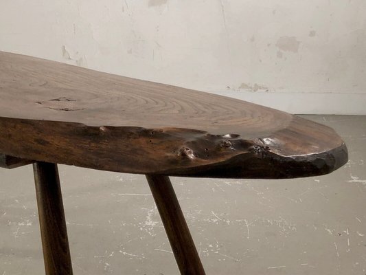 Gouge-cut Wooden Coffee Table, France, 1950s-NLF-1720134