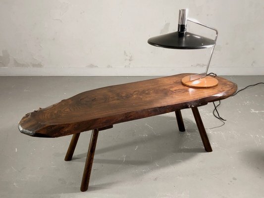 Gouge-cut Wooden Coffee Table, France, 1950s-NLF-1720134