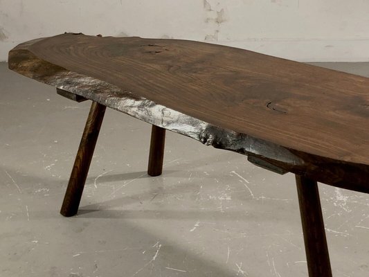 Gouge-cut Wooden Coffee Table, France, 1950s-NLF-1720134