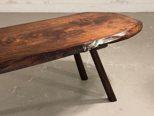 Gouge-cut Wooden Coffee Table, France, 1950s-NLF-1720134