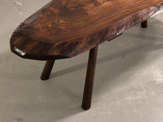 Gouge-cut Wooden Coffee Table, France, 1950s-NLF-1720134