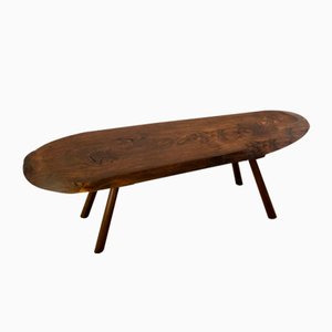 Gouge-cut Wooden Coffee Table, France, 1950s-NLF-1720134