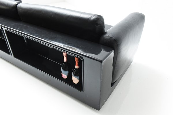 Gradual Lounge Sofa in Black Leather by Cini Boeri for Knoll / Gavina, 1971-ZXL-1396894