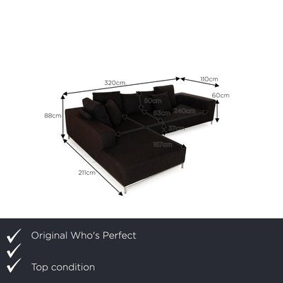 Granada Fabric Corner Sofa in Black from Whos Perfect-RQW-2021991