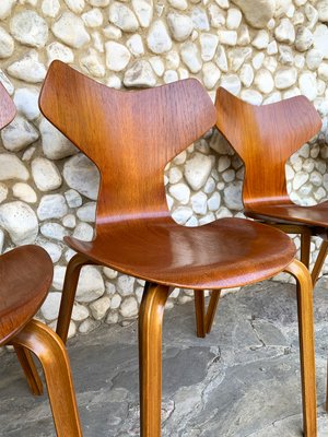 Grand Prix Dining Chairs in Teak by Arne Jacobsen for Fritz Hansen, 1960s, Set of 4-ZM-1285414