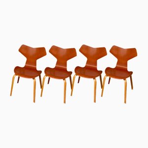 Grand Prix Dining Chairs in Teak by Arne Jacobsen for Fritz Hansen, 1960s, Set of 4-ZM-1285414