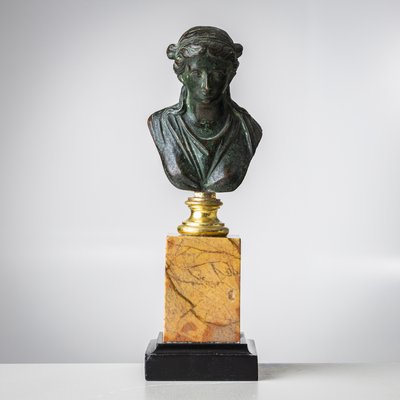 Grand Tour Bust of a Woman, 19th Century, Bronze on Marble Base-VEI-2021311