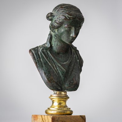 Grand Tour Bust of a Woman, 19th Century, Bronze on Marble Base-VEI-2021311