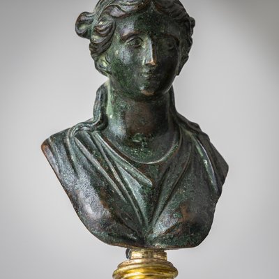 Grand Tour Bust of a Woman, 19th Century, Bronze on Marble Base-VEI-2021311