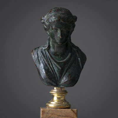 Grand Tour Bust of a Woman, 19th Century, Bronze on Marble Base-VEI-2021311