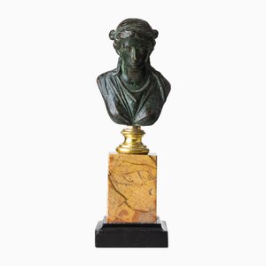 Grand Tour Bust of a Woman, 19th Century, Bronze on Marble Base-VEI-2021311