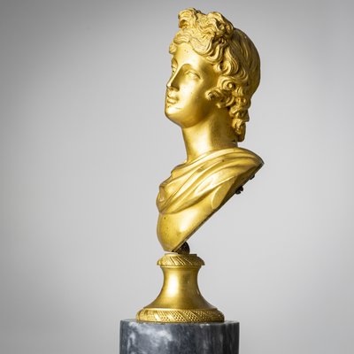 Grand Tour Bust of Apollo Belvedere, 19th Century, Bronze on Marble Base-VEI-2021312